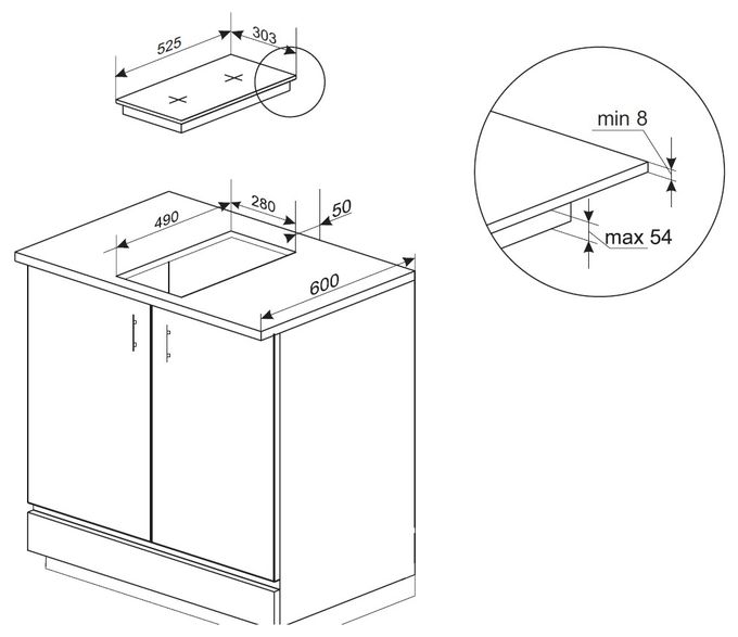 30 cm Induktionskochfeld 2 Kochzonen KMI 751 110 E 