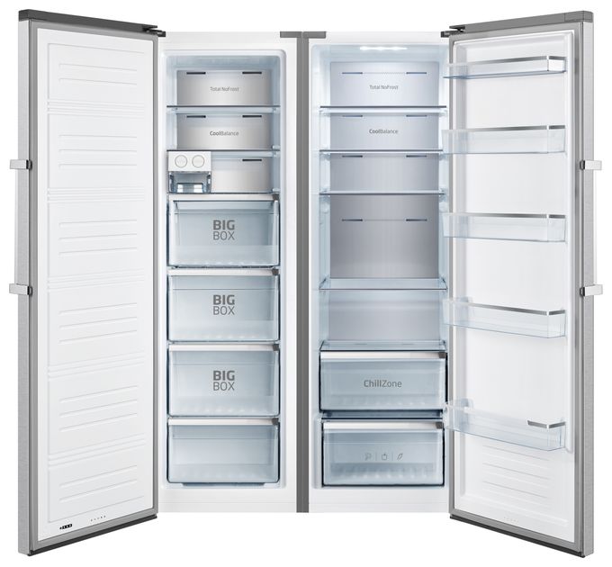 370 l / 370 l Kühlschrank freistehend EEK: E 143 kWh Jahr NoFrost  VKS358150E (Edelstahl) 