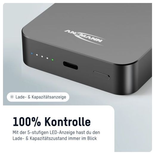 10000 mAh Powerbank USB Typ-C Kabelloses Laden  1700-0199 (Anthrazit) 
