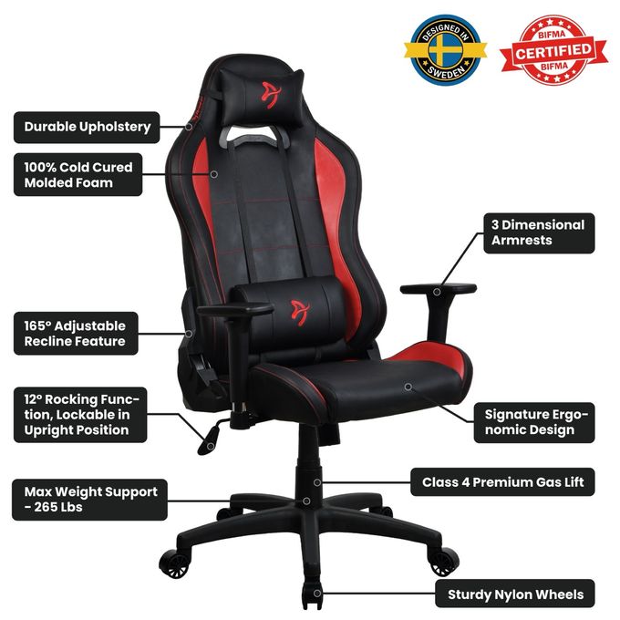 Gamingstuhl bis 120 kg (Schwarz/Rot) Torretta SoftPU 
