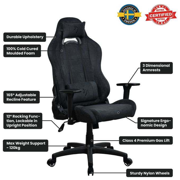 Gamingstuhl bis 120 kg (Schwarz) Torretta Supersoft 