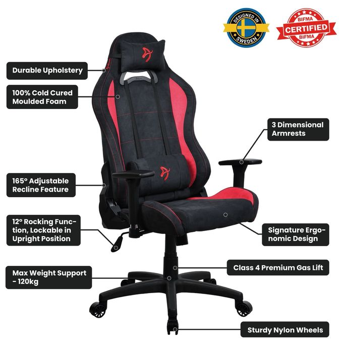 Gamingstuhl bis 120 kg (Schwarz/Rot) Torretta Supersoft 