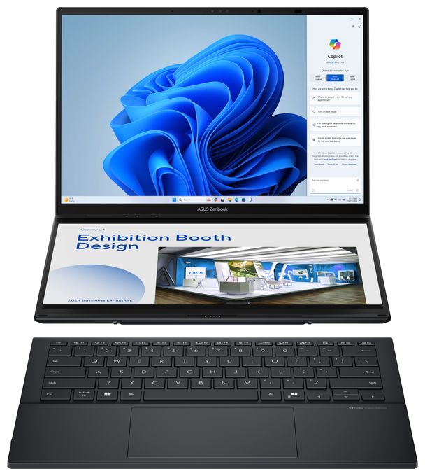 WUXGA Notebook 35,6 cm (14 Zoll) 1920 x 1200 Pixel 1 TB SSD Windows 11 Home Intel Core Ultra 9 max. 5,4 GHz  Zenbook Duo UX8406CA-QL331W (Grau) 