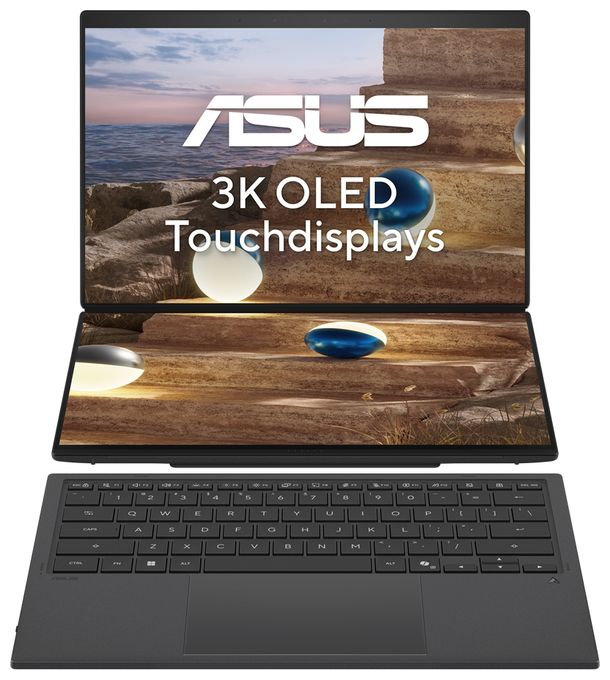 2K Ultra HD Notebook 35,6 cm (14 Zoll) 2880 x 1800 Pixel 1 TB SSD Windows 11 Pro Intel Core Ultra 9 max. 4,9 GHz  Zenbook Duo UX8407AA-SN469X (Grau) 