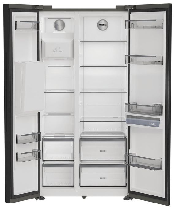 Side-by-Side Kühl-/ Gefrierkombination 375 l / 203 l 328 kWh NoFrost 1790 mm x 910 mm  SBSIWE90 (Schwarz) 