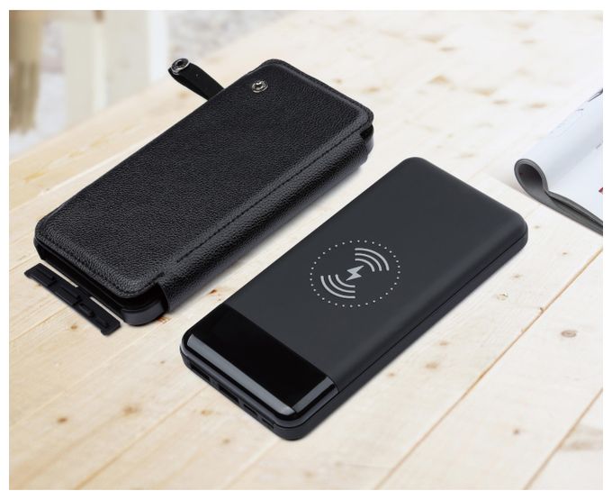 10000 mAh Powerbank Micro-USB + USB Type-C Kabelloses Laden  Solar 10 (Schwarz) 
