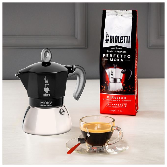 4 Tassen Filterkaffeemaschine  Moka Induction Espressokocher (Schwarz) 