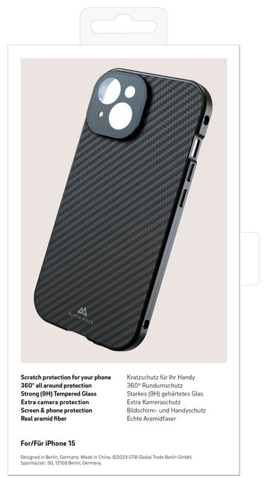 Rückseiten-/Bildschirmschutz Karbon, Faser, Metall, Gehärtetes Glas 9H für  Apple iPhone 15 Kratzresistent 221252 