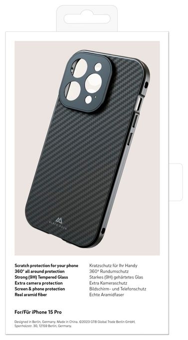 Rückseiten-/Bildschirmschutz Karbon, Faser, Metall, Gehärtetes Glas 9H für  Apple iPhone 15 Pro Kratzresistent 221268 