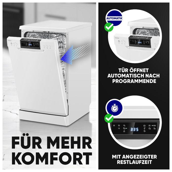 45 cm Geschirrspüler freistehend Leise 10 Maßgedecke GSP7418 