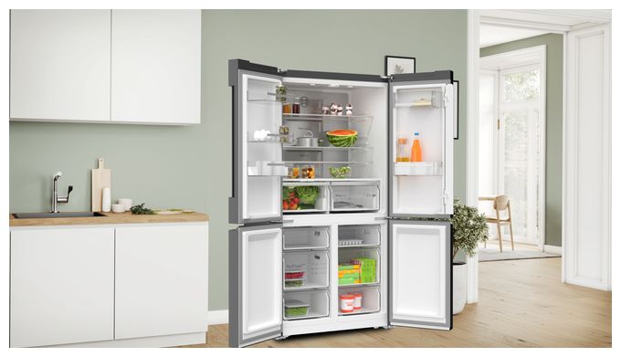 Side-by-Side Kühl-/ Gefrierkombination French Door 405 l / 200 l 333 kWh NoFrost 1830 mm x 910 mm  Serie 4 KFN96AXEA (Schwarz) 