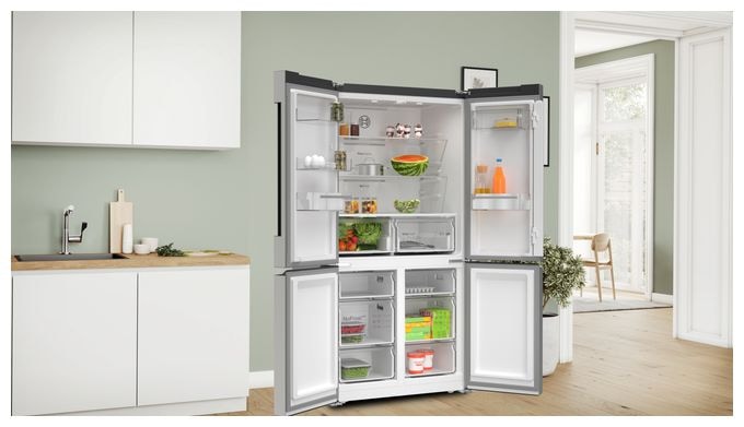 Side-by-Side Kühl-/ Gefrierkombination French Door 405 l / 200 l 333 kWh NoFrost 1830 mm x 905 mm  Serie 4 KFN96VPEA (Edelstahl) 