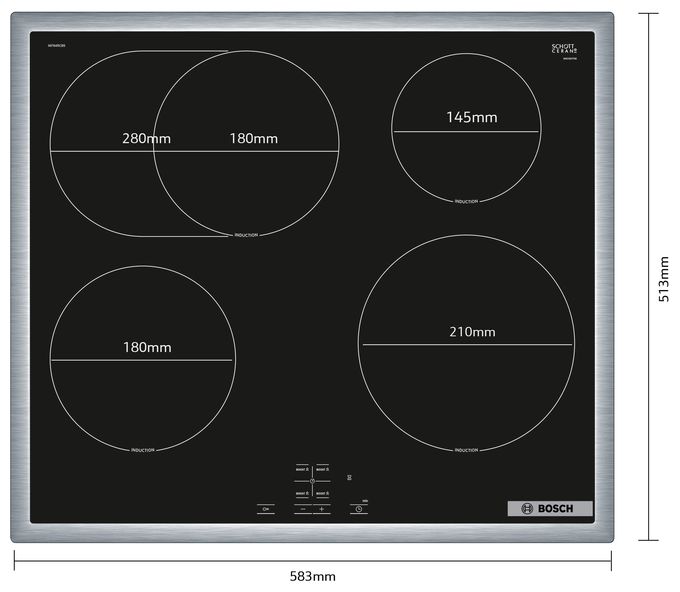 60 cm Induktions Kochfeld/Herdplatte 4 Zone(n) Serie 4 NIF64RCB5E herdgebundenes 