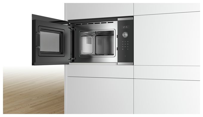 Einbau-Mikrowelle 800 W Größe: klein 5 Stufen (Schwarz, Edelstahl) Serie 6 BFL524MS0 