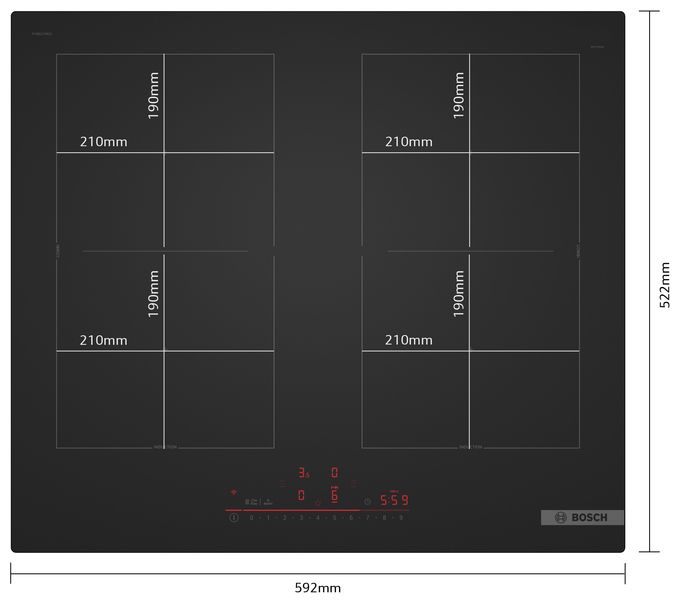 59.2 cm Induktions Kochfeld/Herdplatte 4 Zone(n) Serie 6 PVQ61CHB1E autarkes 