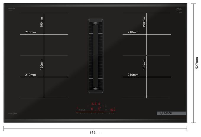 80 cm Induktionskochfeld 4 Kochzonen mit integriertem Dunstabzug Serie 6 PVQ890H26E autarkes 