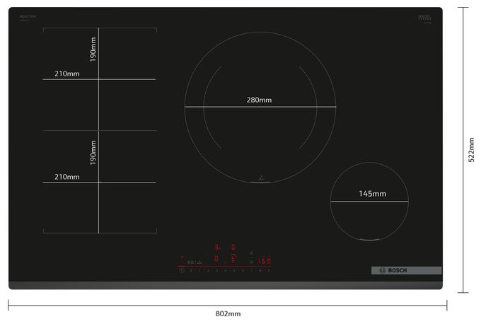 80 cm Induktions Kochfeld/Herdplatte 4 Zone(n) Serie 6 PVS831HC1E autark 