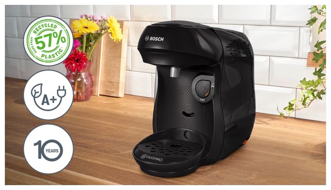 Kaffeekapsel Maschine  TAS102E Tassimo Happy friendly (Schwarz) 
