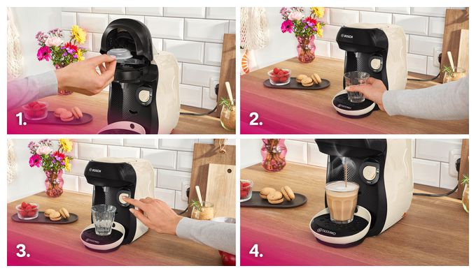 Kaffeekapsel Maschine  TAS107E Tassimo Happy friendly (Beige, Schwarz) 