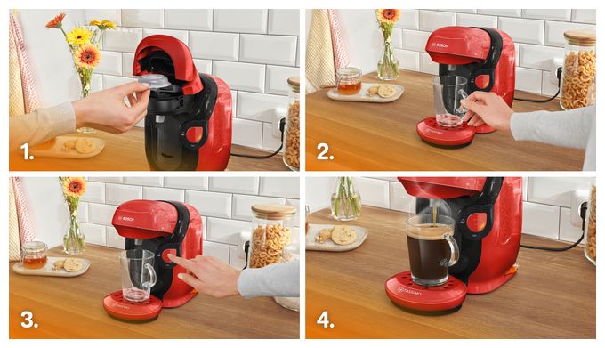 Kaffeekapsel Maschine  TAS112E Tassimo Style friendly (Rot) 