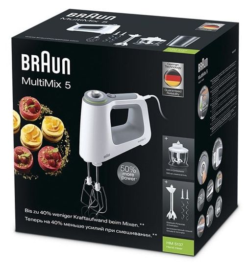 Handmixer 750 W 9 Stufen  HM5137WH MultiMix 5 (Grau, Weiß) 