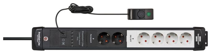 6-fach 3 m  Premium-Line Comfort Switch Plus Steckdosenleiste (Schwarz/Hellgrau) 