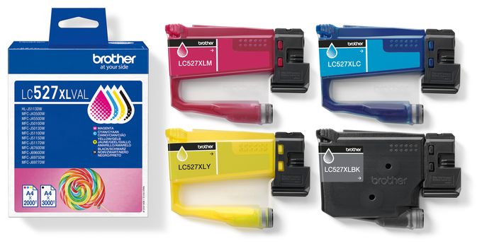 originale Druckerpatronen Schwarz, Cyan, Magenta, Gelb 3000 Seiten LC-527XLVAL 
