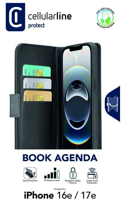 Folio für Apple iPhone 16e/17e  Book Agenda 2 Case (Schwarz) 