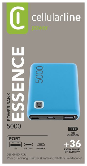 5000 mAh Powerbank Micro-USB + USB Type-C  Essence (Blau) 