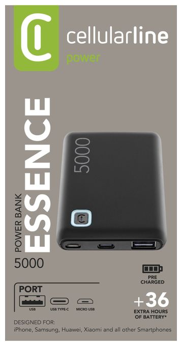 5000 mAh Powerbank Micro-USB + USB Type-C  Essence (Schwarz) 