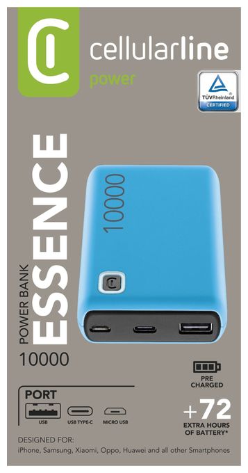 10000 mAh Powerbank Micro-USB + USB Type-C  Essence (Blau) 