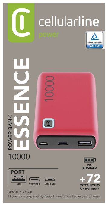 10000 mAh Powerbank Micro-USB + USB Type-C  Essence (Pink) 