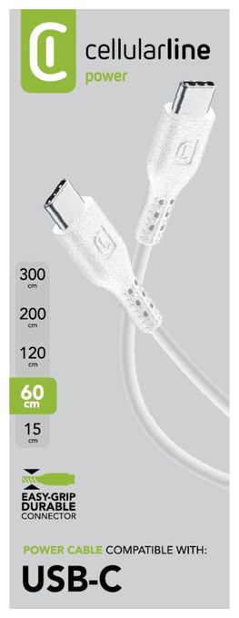 Stecker USB C auf USB C bis 60 W 0,6 m  Power Cable (Weiß) 