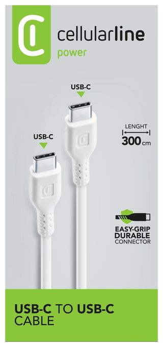 Stecker USB C auf USB C bis 60 W 3 m  Power Cable (Weiß) 