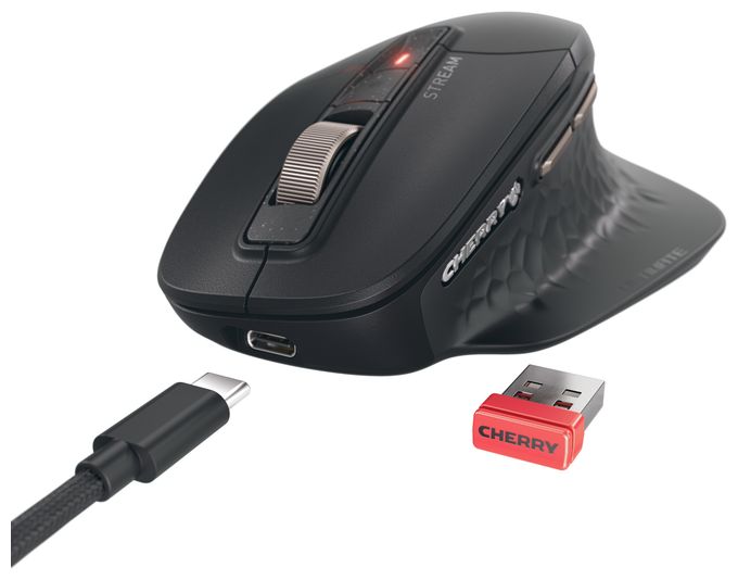 LED Heimbüro Tastatur USB + RF Wireless + Bluetooth 2.4 GHz  Stream Desktop Ultimate (Schwarz) 