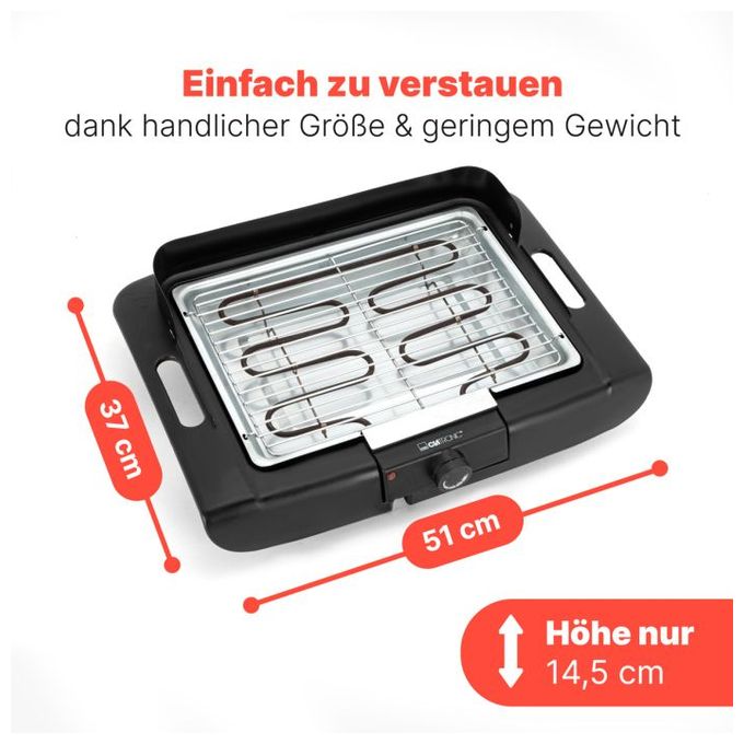 2000 W mit 360 x 250 mm Fläche  BQ3841 Tischgrill (Schwarz) 