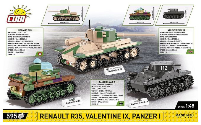Renault R35 - Valentine IX - Panzer I 