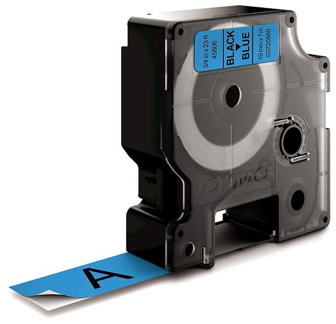 DYMO Original D1-Etikettenband | schwarz auf blau | 19 mm x 7 m | selbstklebendes Schriftband | für LabelManager-Beschriftungsgerät 