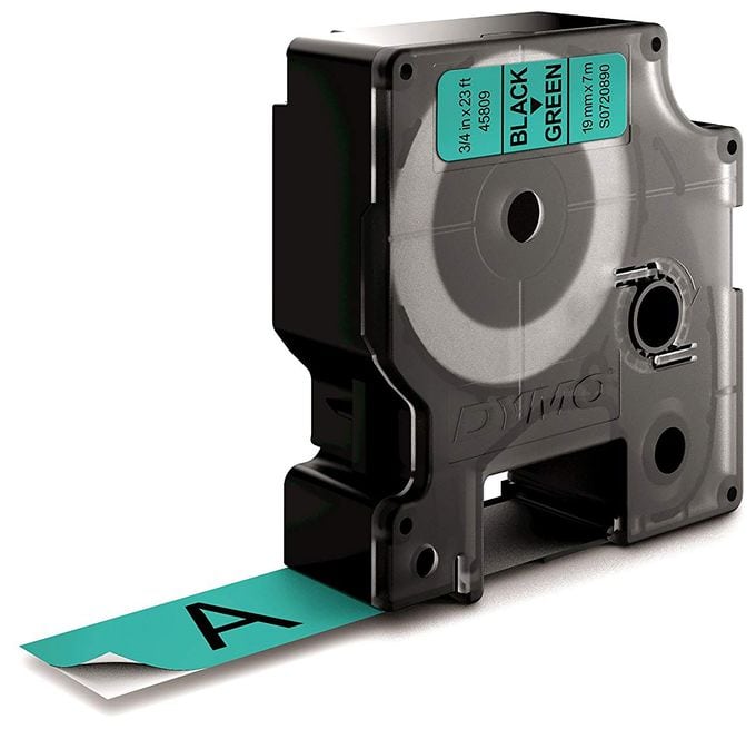 DYMO Original D1-Etikettenband | schwarz auf grün | 19 mm x 7 m | selbstklebendes Schriftband | für LabelManager-Beschriftungsgerät 