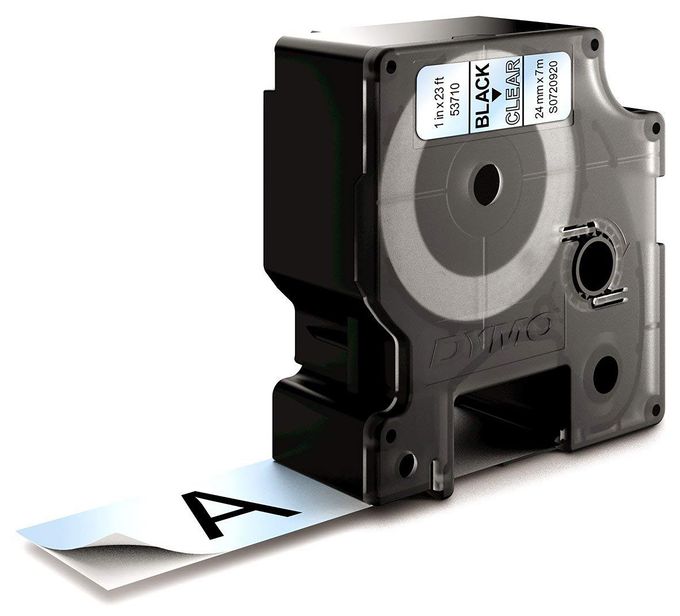 DYMO Original D1-Etikettenband | schwarz auf transparent | 24 mm x 7 m | selbstklebendes Schriftband | für LabelManager-Beschriftungsgerät 