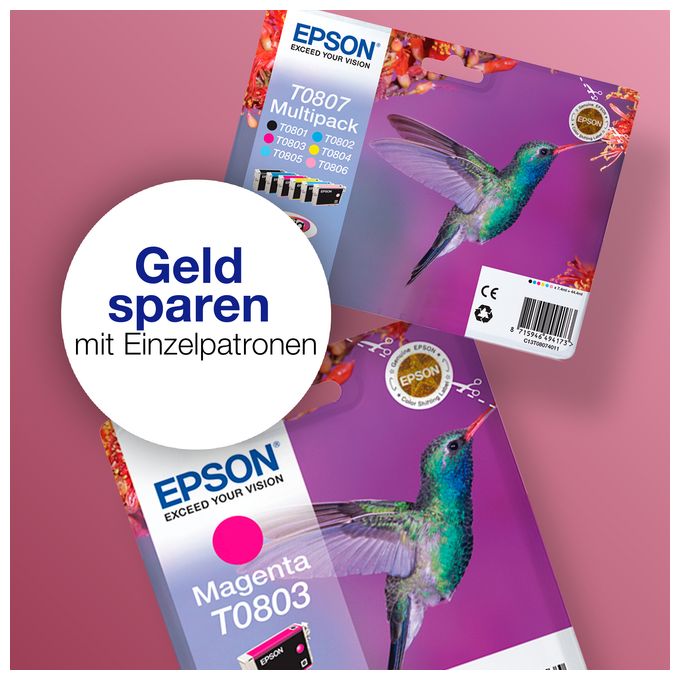 originale Druckerpatronen Schwarz, Cyan, Helle Cyan, Helle Magenta, Magenta, Gelb T0807 C13T08074011 