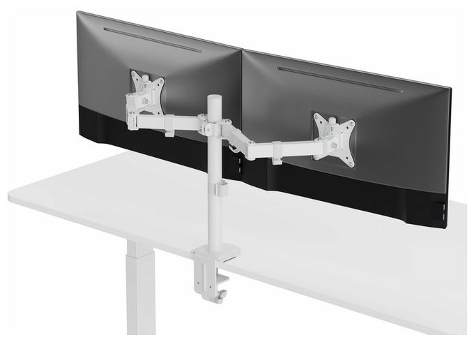 17"-32" Gelenk-Dual-Monitor-Tischhalterung, Weiß 