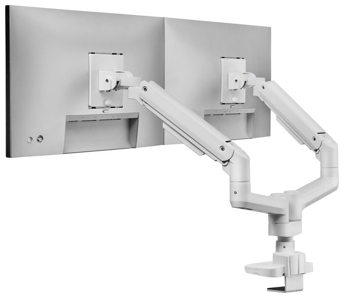 17"-35" Schwerlast-Doppelmonitor-Schreibtischhalterung, Weiß 