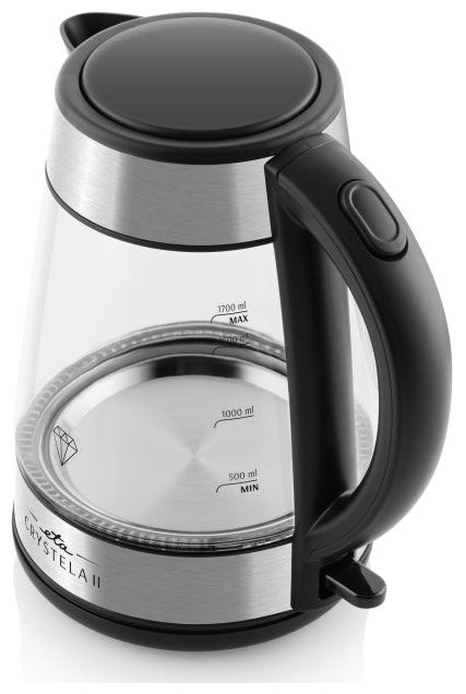 1,7 l Wasserkocher 2200 W (Schwarz, Edelstahl, Transparent) Crystela II 