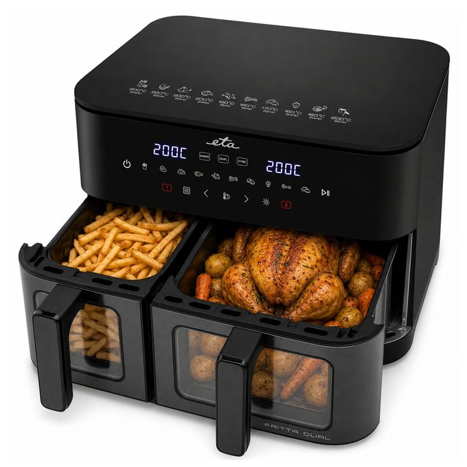 Doppelkammer Heißluftfritteuse 11 l 2600 W  Fritta Dual (Schwarz) 