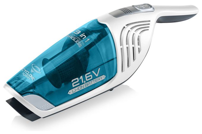 Handstaubsauger Beutellos bis 50 min Laufzeit 21,6 V HEPA  Moneto II Aqua Plus (Blau, Weiß) 