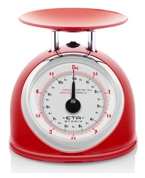 Mechanische Küchenwaage bis 5 kg Genauigkeit 25 g (Rot, Edelstahl, Weiß) Storio 