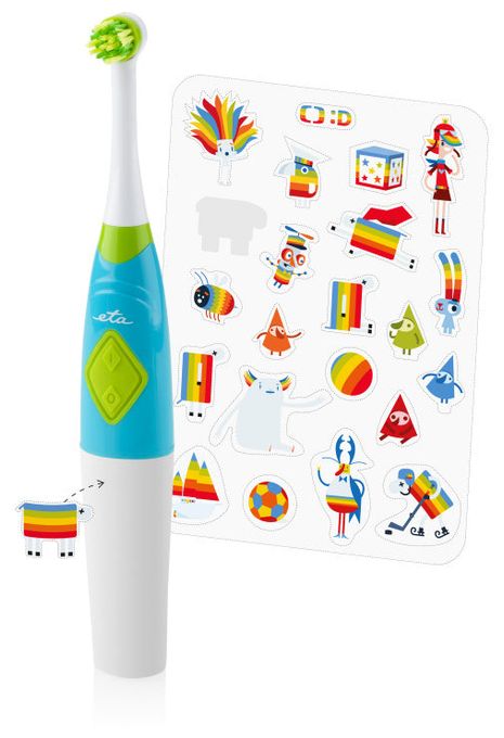 Rotierende-vibrierende Zahnbürste für Kinder 4500 Bewegungen pro Minute  Zubnicka  Kids (Blau, Grün, Weiß) 