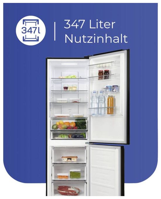243 l / 104 l Kühl-Gefrierkombi freistehend NoFrost 162 kWh Jahr  KGC350-105-NF-040C (Schwarz) 