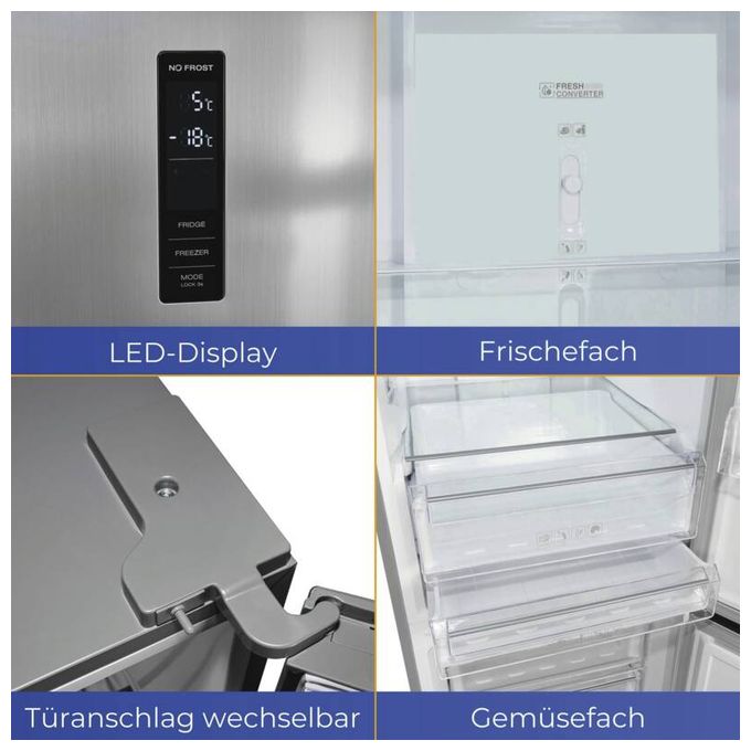 243 l / 104 l Kühl-Gefrierkombi freistehend NoFrost 162 kWh Jahr  KGC350-105-NF-040C (Schwarz, Edelstahl) 